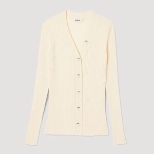 Sandro Women's Cream Ribbed Cardigan